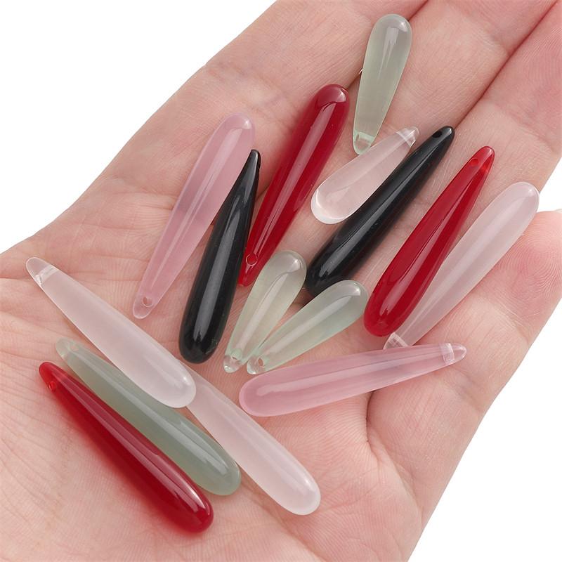 5Pcs/pack Long Water Drop Beads Charm Resin Imitation Jade Water Drop Pendant Jewelry Pendant DIY Necklace Accessories