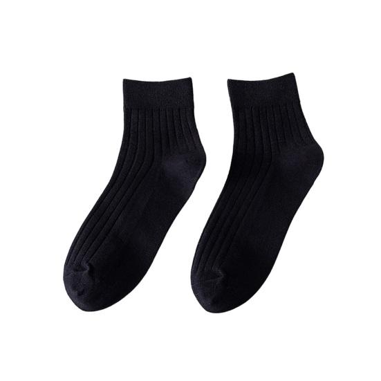 1 Pair Men Cotton Socks Mid-tube Striped No Odor Solid Color High Elasticity Anti-slip