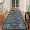 Runner Rug Corridor Floor Mat Dark Blue Plant Flower Carpet Bohemian Style Home Decoration Rugs Soft Machine Washable Carpets
