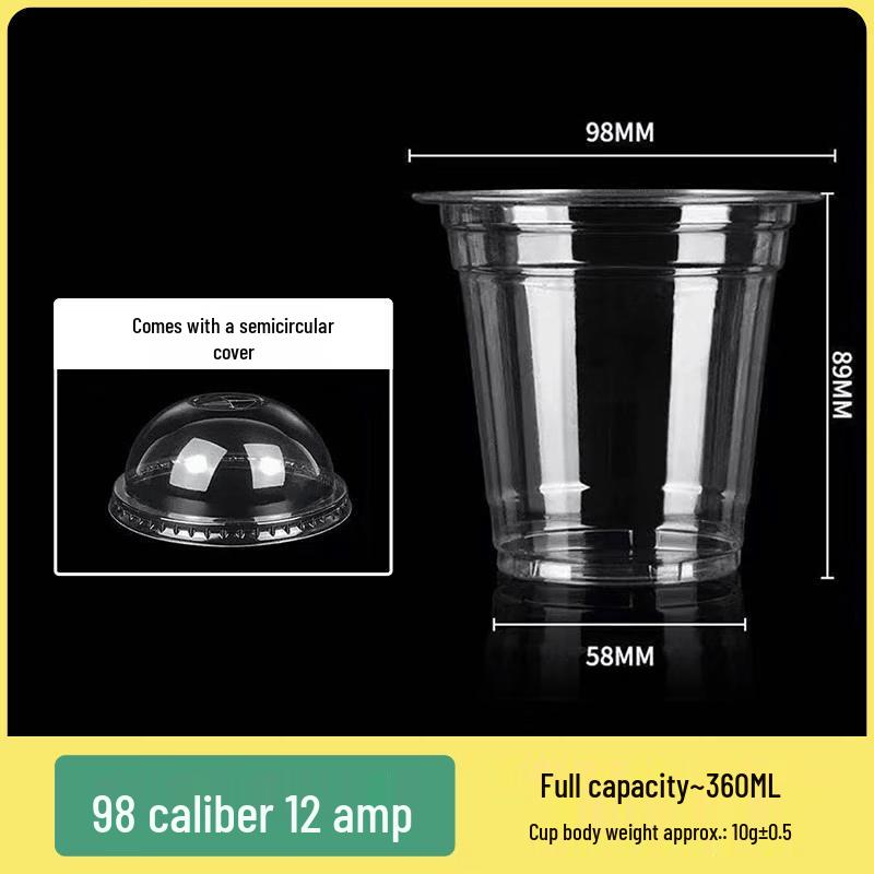 Thickened Disposable Plastic Cups with Lids, 360ml (100 Sets)