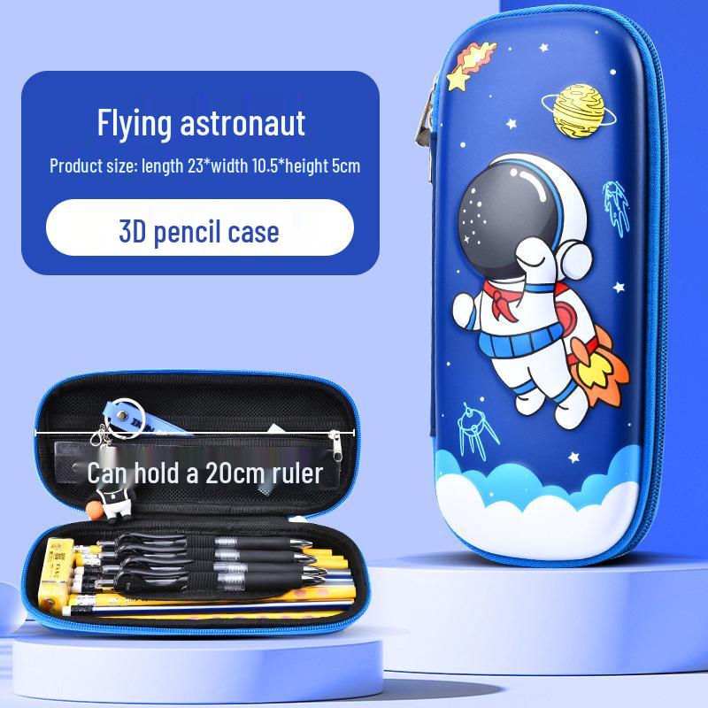3D Cartoon Multifunctional Leather Pencil Case for Grades 1, 2, & 6 - Large Capacity for Boys & Girls