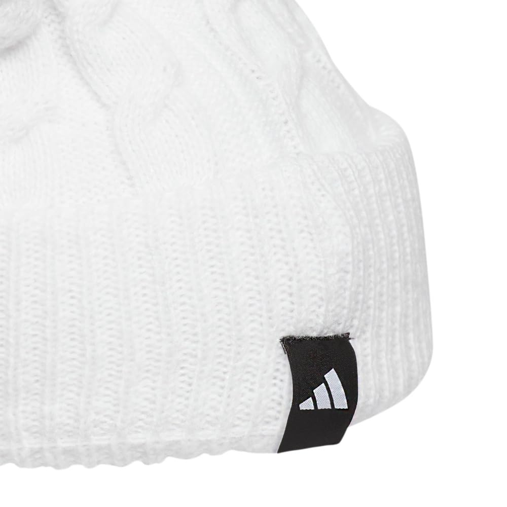 Adidas Golf Brim Knit White Women's Pom-Pom Beanie,