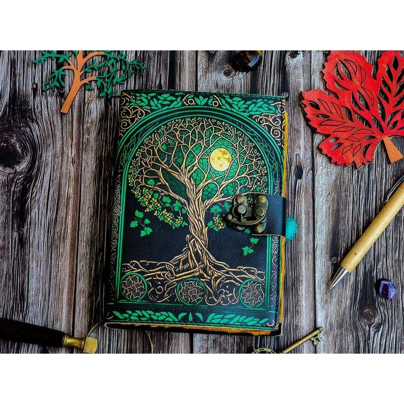 Leather Journal Tree of Life - Genuine Leather Notebooks For Women - Beautiful Journal For Sketches Book Traveling Book Blank Spell Book