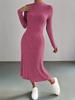 Høst Vinter Dame Ribbestrikket Kjole Elegant Chic Mote Langermet O-hals Slim Korsett Bodycon Kjole Streetwear