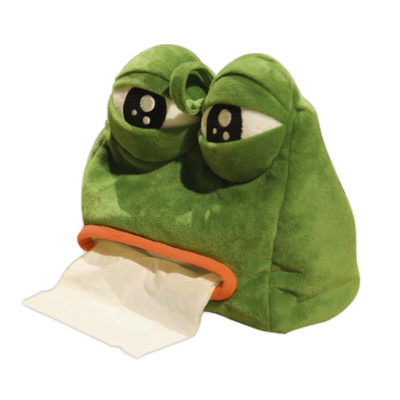 1pc Funny Plush Sad Frog Tissue Box Car Bedroom Dressers Night Stands Paper Tissue Holder Garden Home Decoration Gift Paper Towe