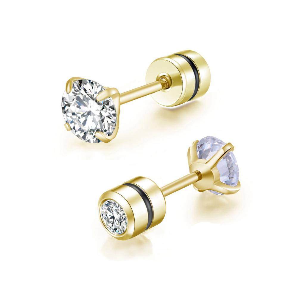 1 Piece Medical Stainless Steel Crystal Zircon Ear Studs Earrings Tragus Cartilage Hypoallergenic Screws Piercing Zircon