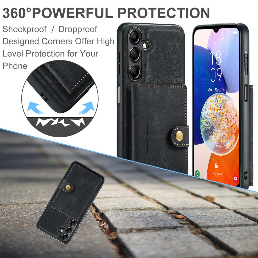 For Samsung Galaxy A14 4G/5G Case Leather+TPU Kickstand Phone Cover 2 in 1 Detachable