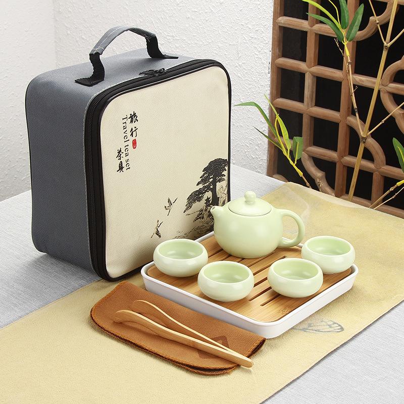 Jiangtai Hui Dehua Pottery Travel Tea Set Portable Outdoor Xishi Pot Business Gift