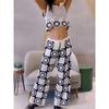 Hollow Out Knitted Sets for Women Sleeveless O-neck Short Vest Crochet Embroidery Flower Knitting Pants Elegant Women's Sets Simple Vintage 2 Piece