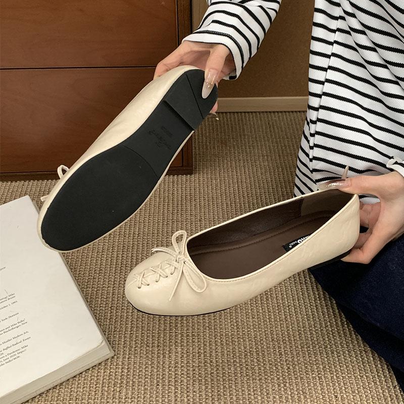 Fashion Fashion Round Toe Women Flats Slip On Shoes Casual Soft Footwear Lace Up Female Shallow Ladies Flats With Shoes