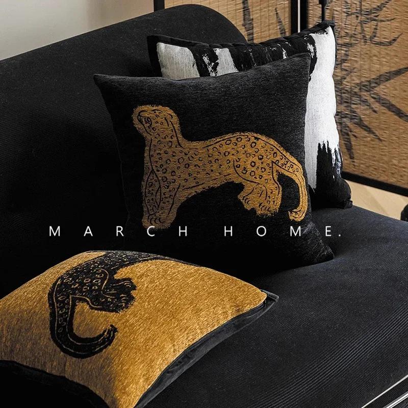 Light Luxury Sofa Pillow Cover New Chinese Modern Minimalist Model Room Decoration Pillow Backrest Headboard Cushion Cover