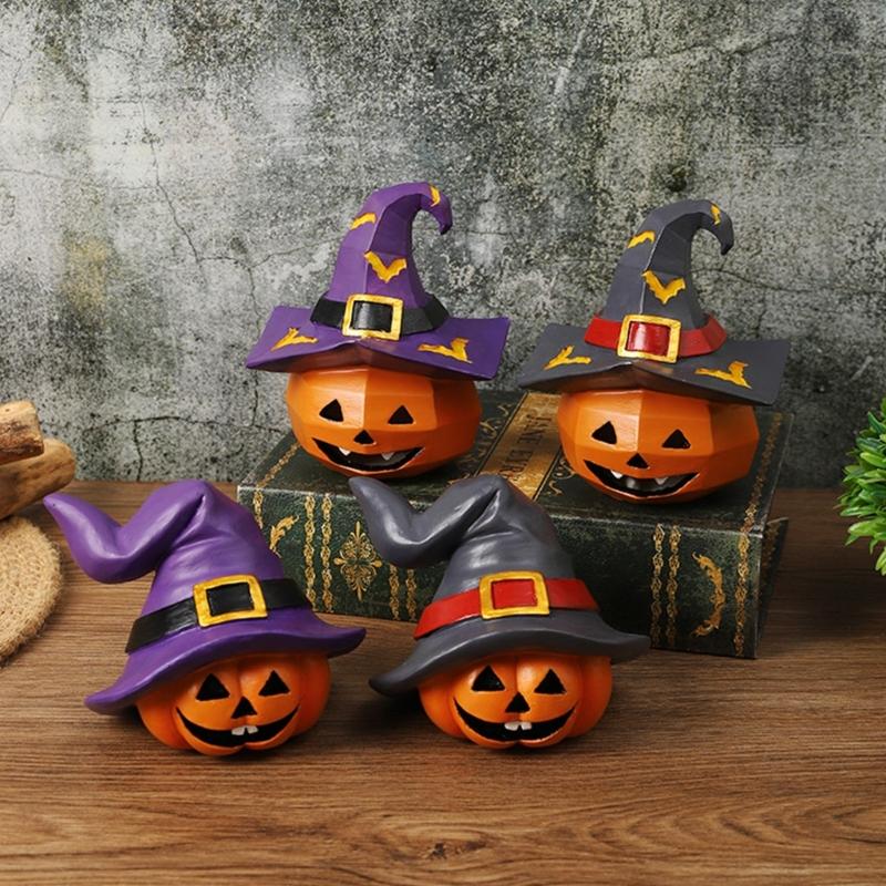 Friendly Resins Halloweens Decoration With Detailed Carveds Pumpkins And Spookys Face Design For Indoor and Outdoor Use
