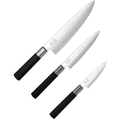 KAI Wasabi Black Mutfak Bıçağı Seti, 3 Parça (67S-300)