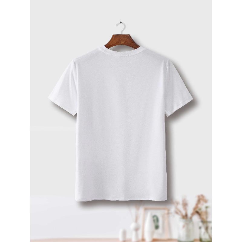 Europäische Größen Herren T-Shirt mit Buchstabenprint, Lässiges Kurzarm-T-Shirt, Modisches Atmungsaktives Rundhals-Oberteil