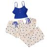 Women's Love Pajamas Sweet And Cute 3-Piece Set With High Quality Strap Shorts Set