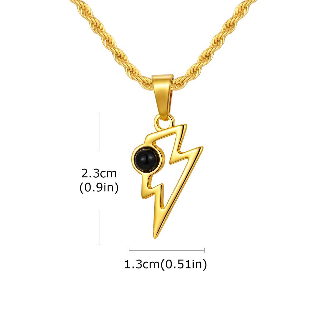 

Vnox Stainless Steel Lightning Pendant Necklace with Natural Stone 13x23mm for Men Women Punk Rock Jewelry Gifts Birthday Casual 55cm