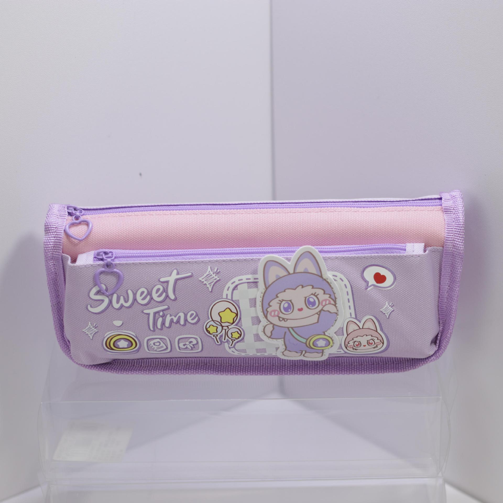 

Новый пенал с цветовой гаммой, мультяшный двухслойный пенал большой вместимости для студентов, маленький и средний пенал лавандовый