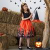 Halloween Witch Cosplay Dress For Girls With Bag, Cartoon Print
