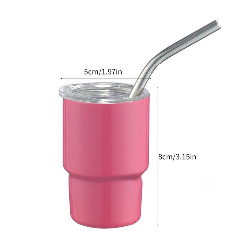 6/10pcs Stainless Steel Vacuum Tumbler Travel Mug With Straw Reusable 3oz Car Cup Small Water Bottle Ice Coffee Cup