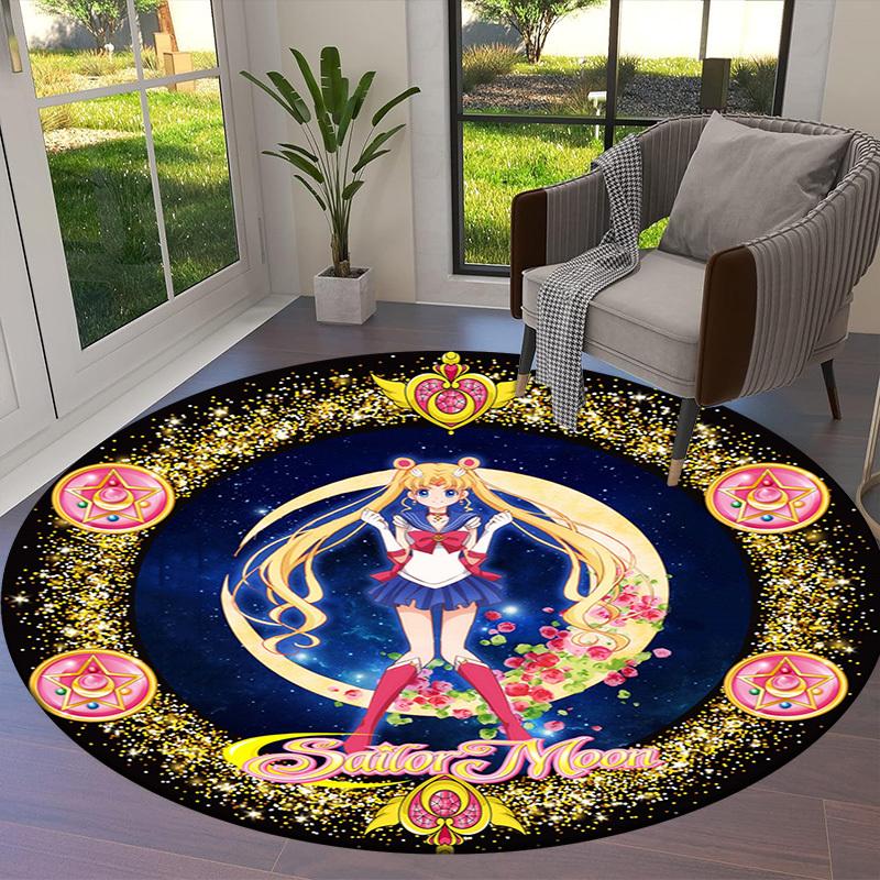 1pc Sailor MoonMagical Guardian of the Moon Round carpet, Made of Polyester,Perfect for Decorating Office Chairs, Living Rooms fplt673