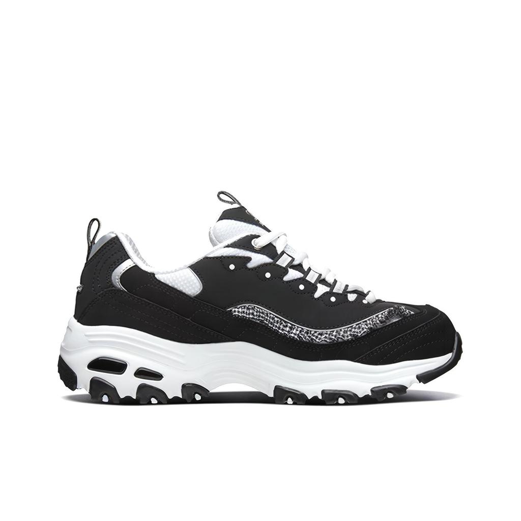 Skechers DLites 1.0 Mesh Fabric Classic Versatile Shock Absorbing Durable Breathable Low Top Casual Shoes Women Sneakers Black 13090-BKW