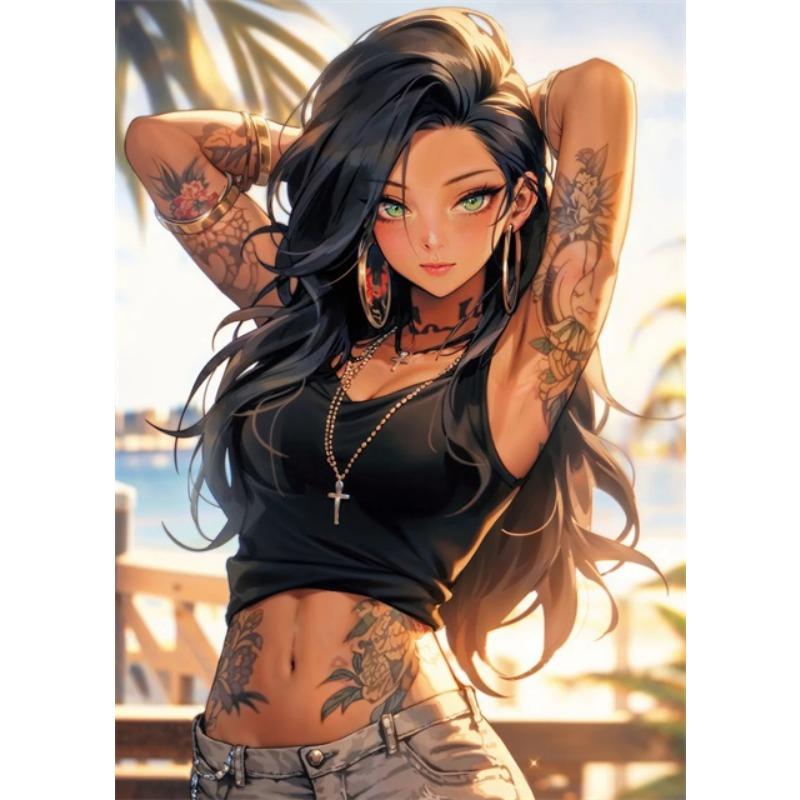 Hot Sexy Anime Beach Girl Canvas Posters and Prints Beautiful Manga Girl Canvas Painting Wall Art Pictures for Home Room Decor