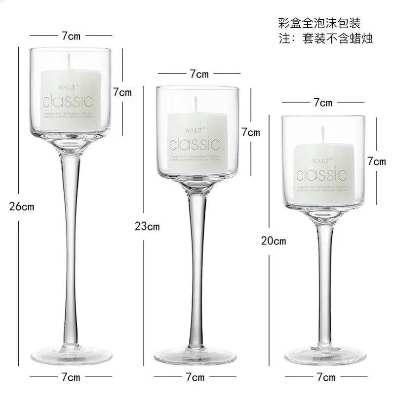 Szklany Świecznik Europejska Romantyczna Kolacja przy Świecach Wysoka Noga Ślub Urodziny Restauracja Wodna Pływająca Świeca Kubek
