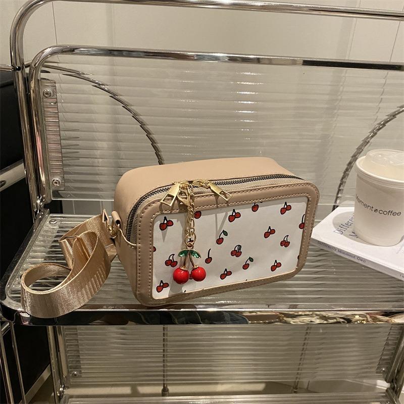 New trendy girl handbag fashion commuter cherry tote bag simple printing shoulder camera bag