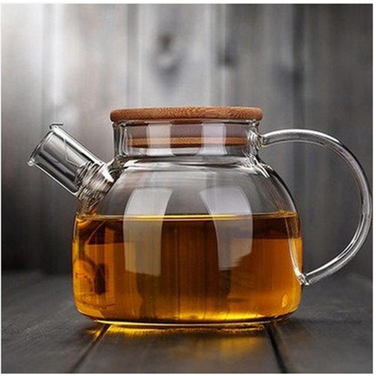 Thickened Borosilicate Glass Teapot with Bamboo Lid