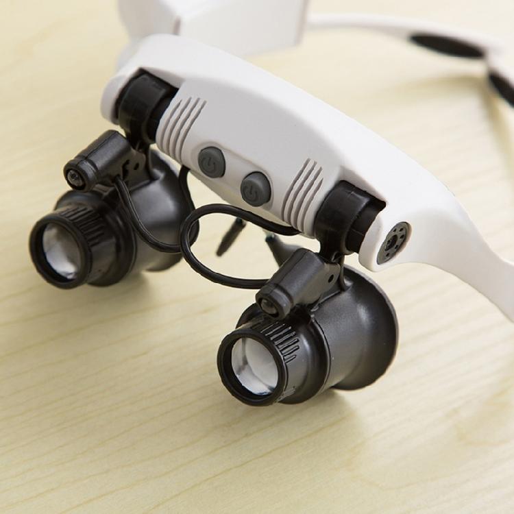 LED-Illumination Double Eyes Jewelry Magnifying Loupe Eyeglass Repair Tools