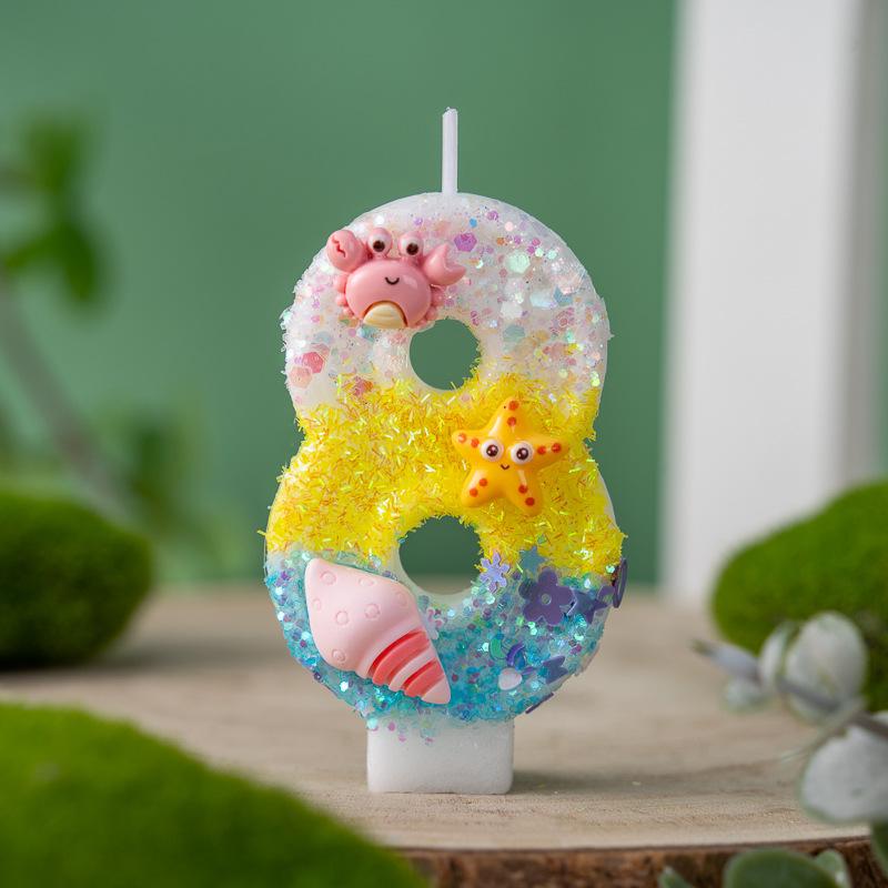 Creative Crab and Starfish Birthday Number Candles - Cute Party Decorations