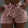 Elastic Waist Denim Shorts with Belt, Available In 5 Colors and 8 Sizes