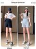 Maternity Casual Wide-Leg Cotton Shorts - Solid Color, Three-Quarter Length, Summer Wear