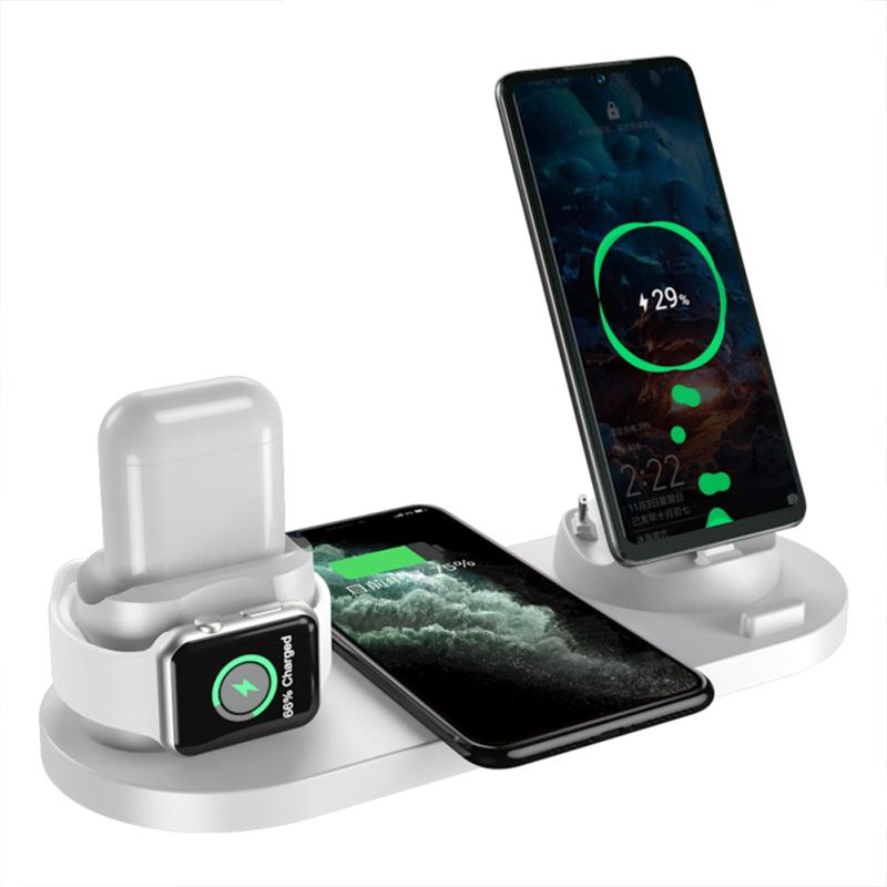 Bezdrátová nabíječka WS 6-in-1 s automatickým ovládáním Víceportová nabíjecí stanice kompatibilní pro Iwatch