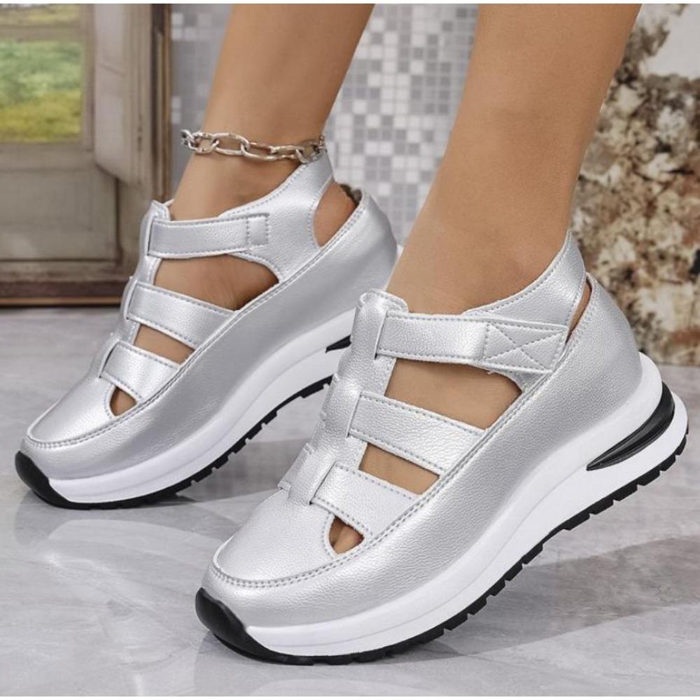 2025 New White Black Closed Toe Women's Sandals Rome Casual Sandals Women Hollow Platform Wedges Plus Size 43 Sneakers