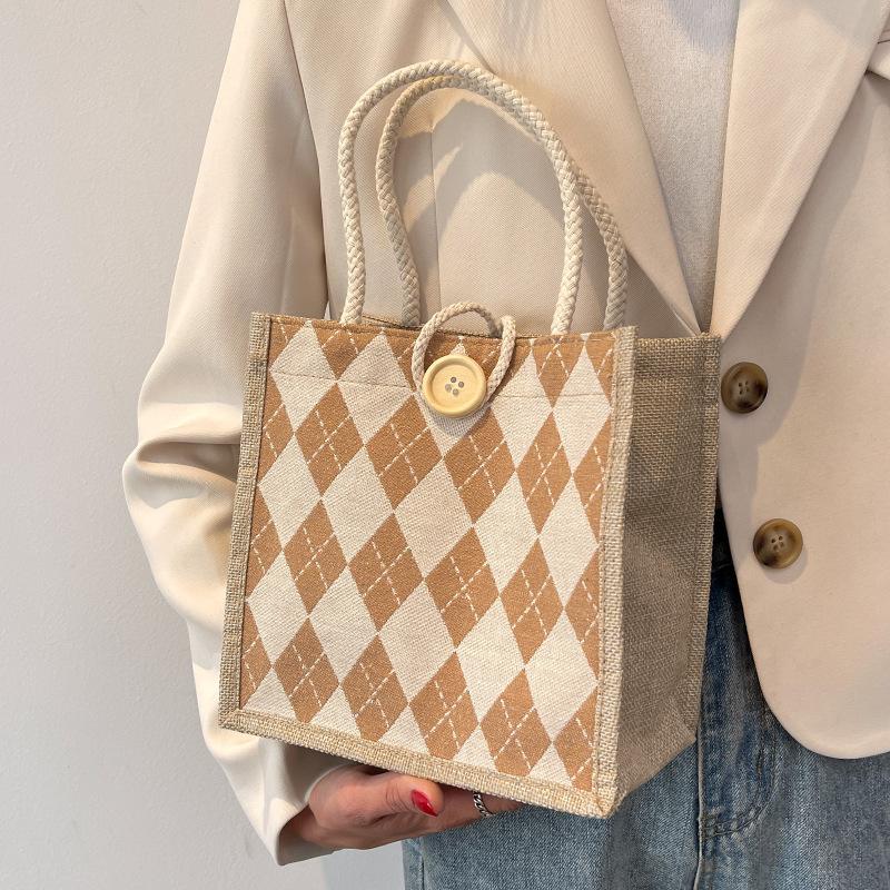 

Линейные холщовые сумки для выхода в свет, сумки для бенто для женщин, простые и модные ручные подарочные сумки для мешковины