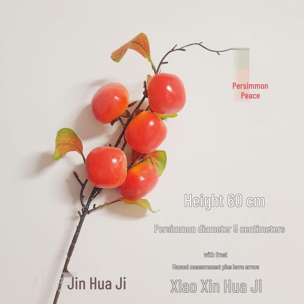 High-End Artificial Fruit Branch with Apples, Pomegranates, Oranges, Persimmons, and Lemons for Home Decor.