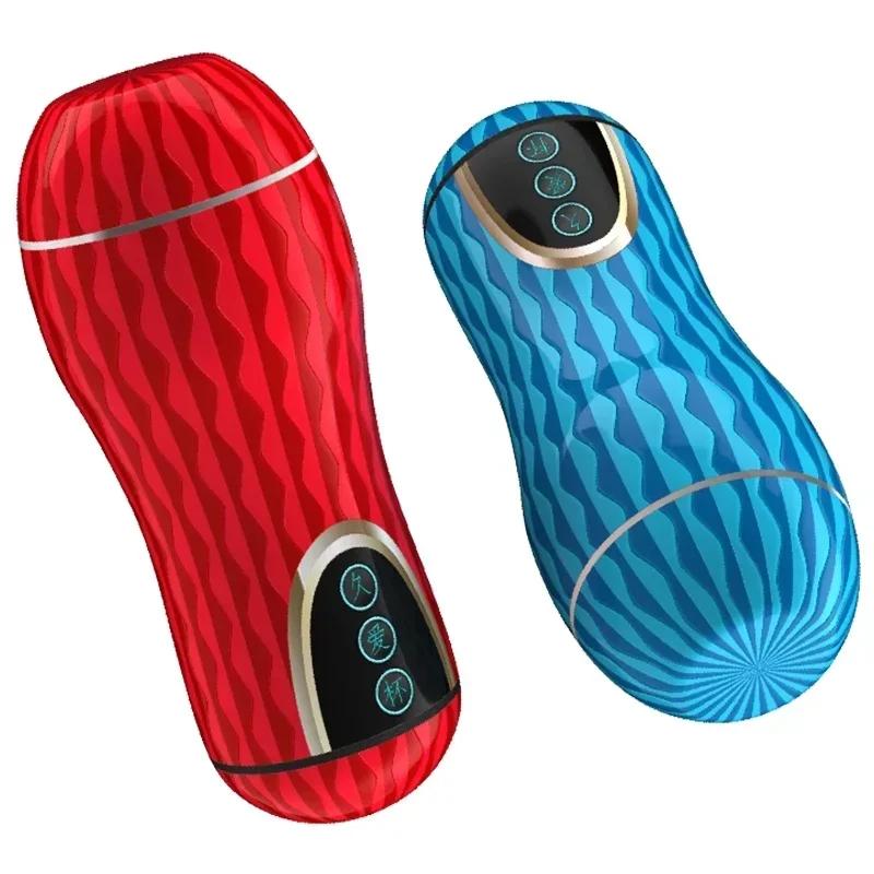 Realistic Pussy Vagina Male Masturbator Cup Soft Silicone Penis Sucking Oral Vibration Sex Machine Erotic Adult Sex Toys For Men