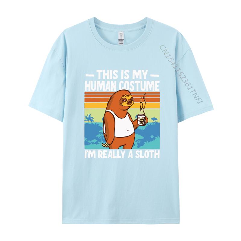 

This Is My Human Costume Im Really A Sloth T Shirt Men Cotton Oversized Print T Shirts Graphic Tshirt Tee Top 4XL