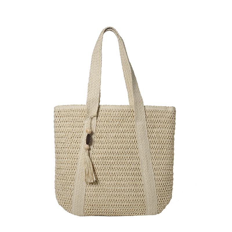 

Женская модная плетеная соломенная сумка ручной работы 2024 года - Идеально подходит для пляжного отдыха и путешествий грязно-белый