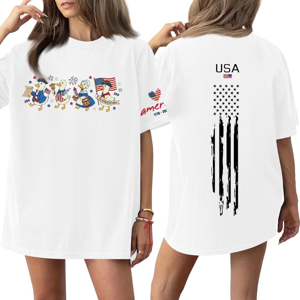 Women's Casual Fashion Round Neck Casual Print Short Sleeve T-Shirt Top
