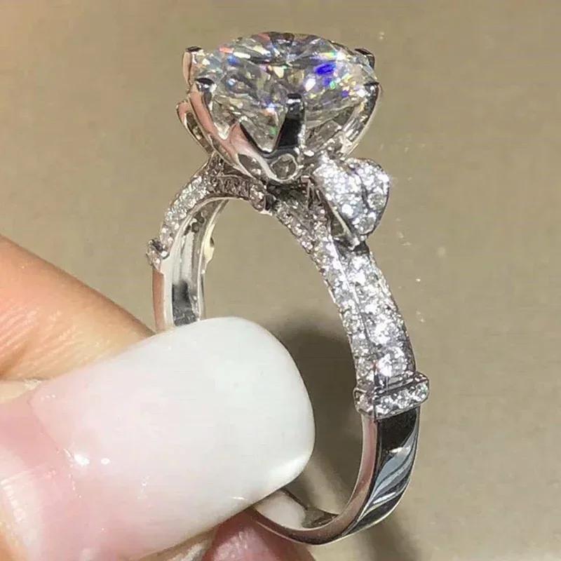 New Women'S Luxury Wedding Ring Shiny Cubic Zirconia Fashion Elegant Engagement Accessories Trendy Jewelry
