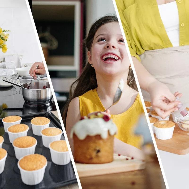 50Pcs Eco-Friendly Cake Liner Tray Muffin Cases Baking Cup Cupcake Wrappers - Disposable Paper Cups for Baking and Party Decor