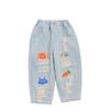 Mädchenhosen Frühling Graffiti Ripped Jeans Kinder Trendige Freizeithosen Jungenhosen