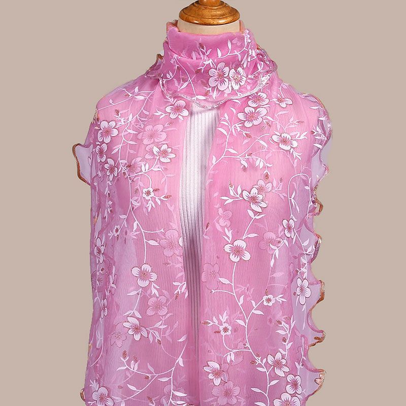 Bohemianischer geprägter Blumendruck Türkis & Weiß Schal Stola für Damen | Leicht Atmungsaktiv Winddicht | Maschinenwaschbar