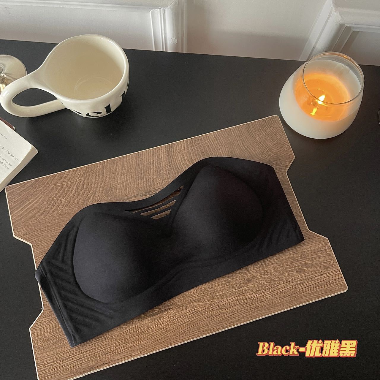 New strapless underwear, four-season non-slip tube top, anti-light invisible suspenders, small breasts gather thin women s bras S чёрный