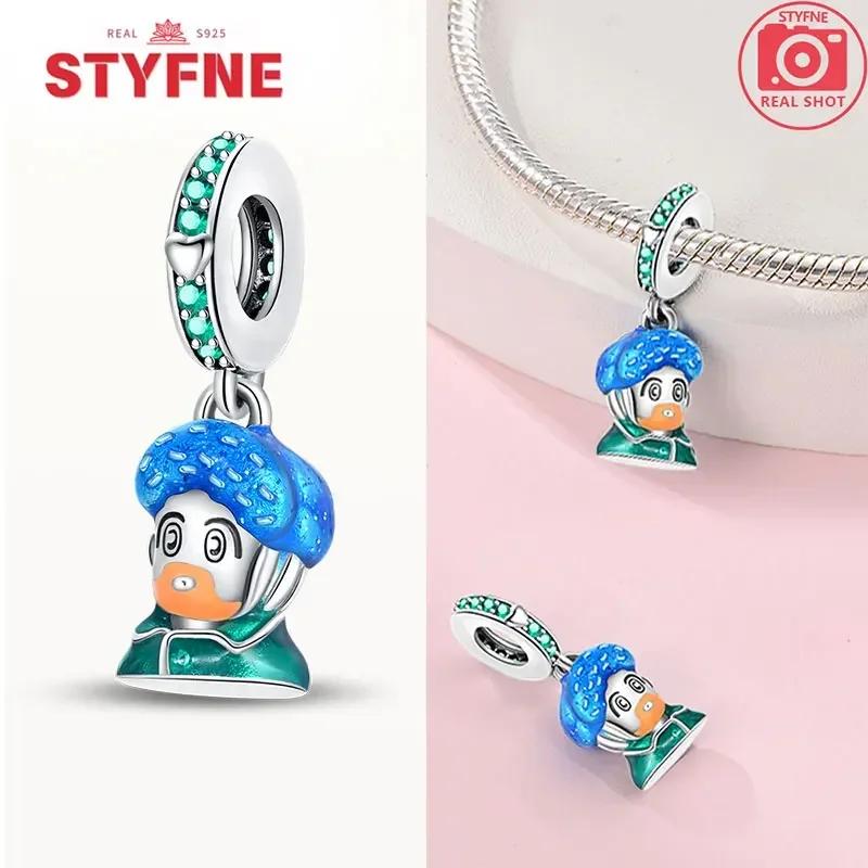 Copperoriginal Starry Sky Sunflower Green Wheat Field Oil Painting Charms Beads For Women Diy Fine Jewelry Gift