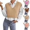 Camicia pullover casual da donna con scollo a V. Gilet maglione senza maniche color collisione