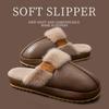 Waterproof cotton slippers autumn and winter 2025 new home warm thick bottom PU leather surface antibacterial cotton slippers