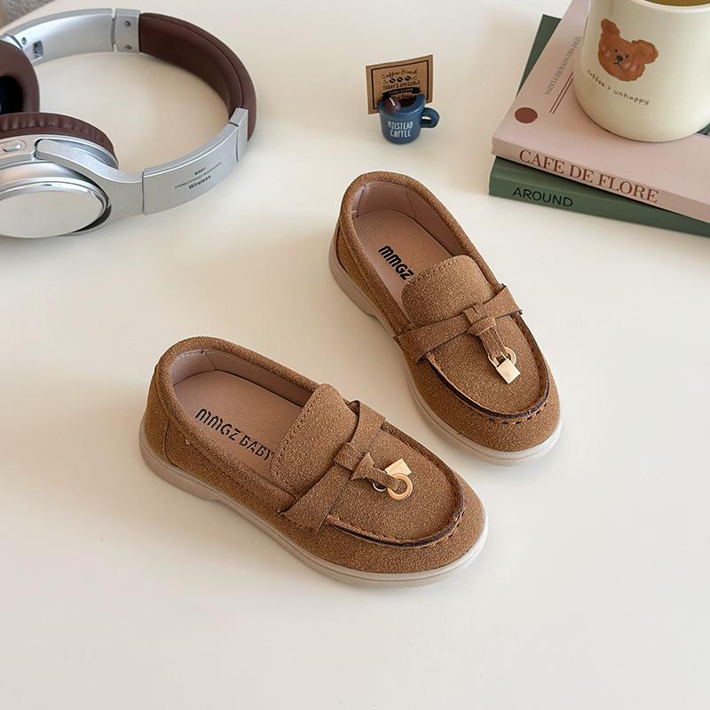 Retro British Style Loafers Toddler Bean Shoes For Boys And Girls Casual Leather Footwear